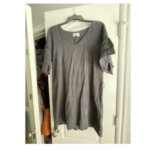 Grey Dress with Ruffle Sleeves